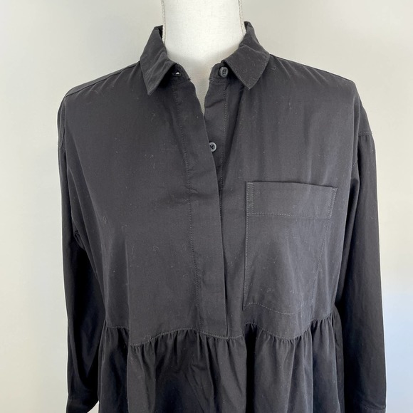 Everlane The Field Button Down Dress In Black Size XS New - Picture 5 of 14